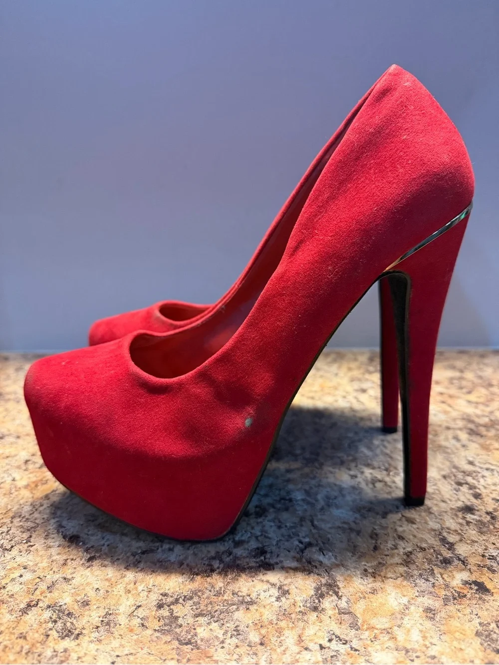 Paprika Red Suede Platform Stiletto Pumps